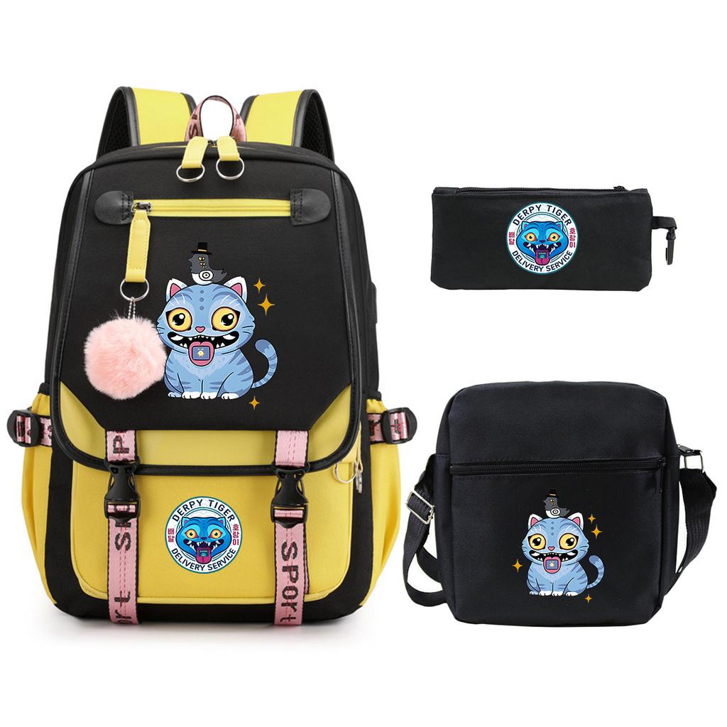 Witch Hunters Cartoon Peripheral Printing Children's Backpack Cross-border New Student School Bag Three-piece Shoulder Bag Pencil Bag