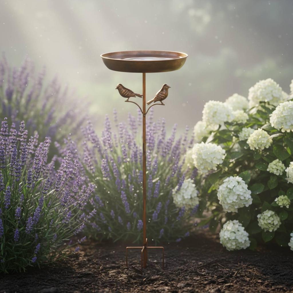 Metal Bird Bath Stake Iron Art Vintage Design for Yard, Patio
