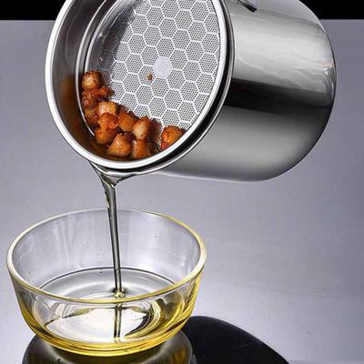 Contenitore per olio filtrante, contenitore per grasso di pancetta con filtro a maglie fini, contenitore per olio in acciaio inox con vassoio di base per cucina