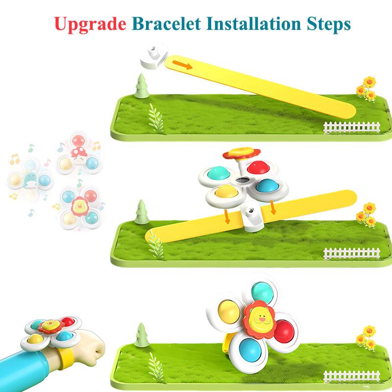 3PC Set Suction Cup Spinning Cartoon Animal Spinner Toys For Kids Window High Chair Tray Bath Table Travel for Children Gift