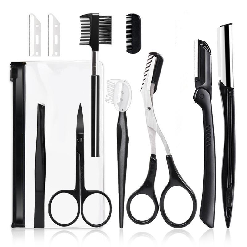 Detachable Eyebrow Razor & Scissors Beauty Set with Eyelash Brush and Comb