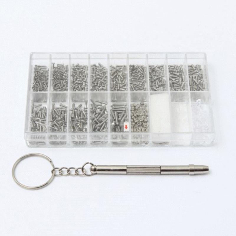 hot! 1000 Tiny Screws Nut Screwdriver Watch Eyeglass Glasses Repair Tool Set Kit