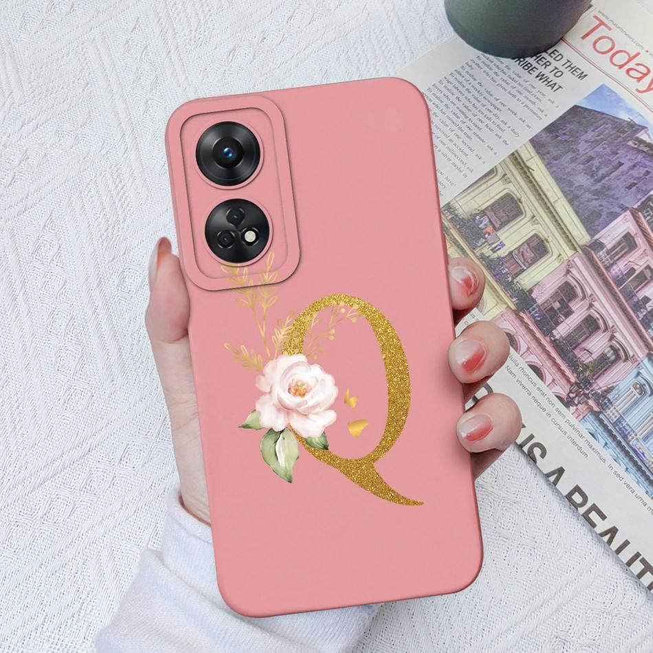 For Oppo Reno 8T 8Z Phone Case Personalized 26 Letter Liquid Silicone Anti Slip Black Cover For OPPO Reno8T 8 Z Lite Coque Funda