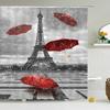 Eiffel Tower Paris Scenery Shower Curtain Vintage Scenery Cherry Blossom Butterfly Polyester Fabric Bath Curtains Bathroom Decor