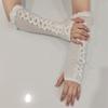 Lace Bowknot Anime Sun Protection Gloves Sun Blocking Soft Hollowed Arm Sleeves For Women Outdoor Daily Use