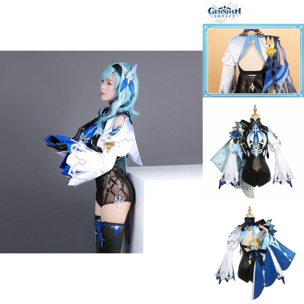 Exquisite Genshin Impact Eula Cosplay Costume Pu Bodysuit Set For Halloween And Christmas