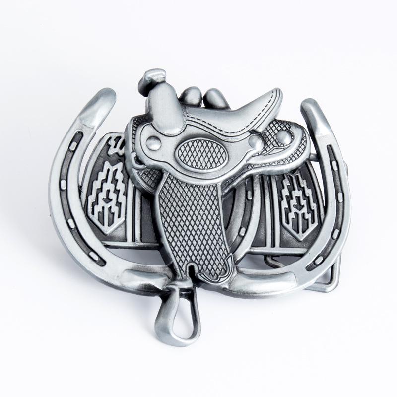 Western Cowboy Saddle-Shape Zinc Alloy Belt Buckle - Stylish American Smooth Design