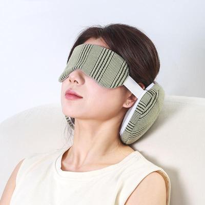 Dual Function U-Shaped Neck Pillow & Eye Mask for Travel and Naps - Dark Plaid Design
