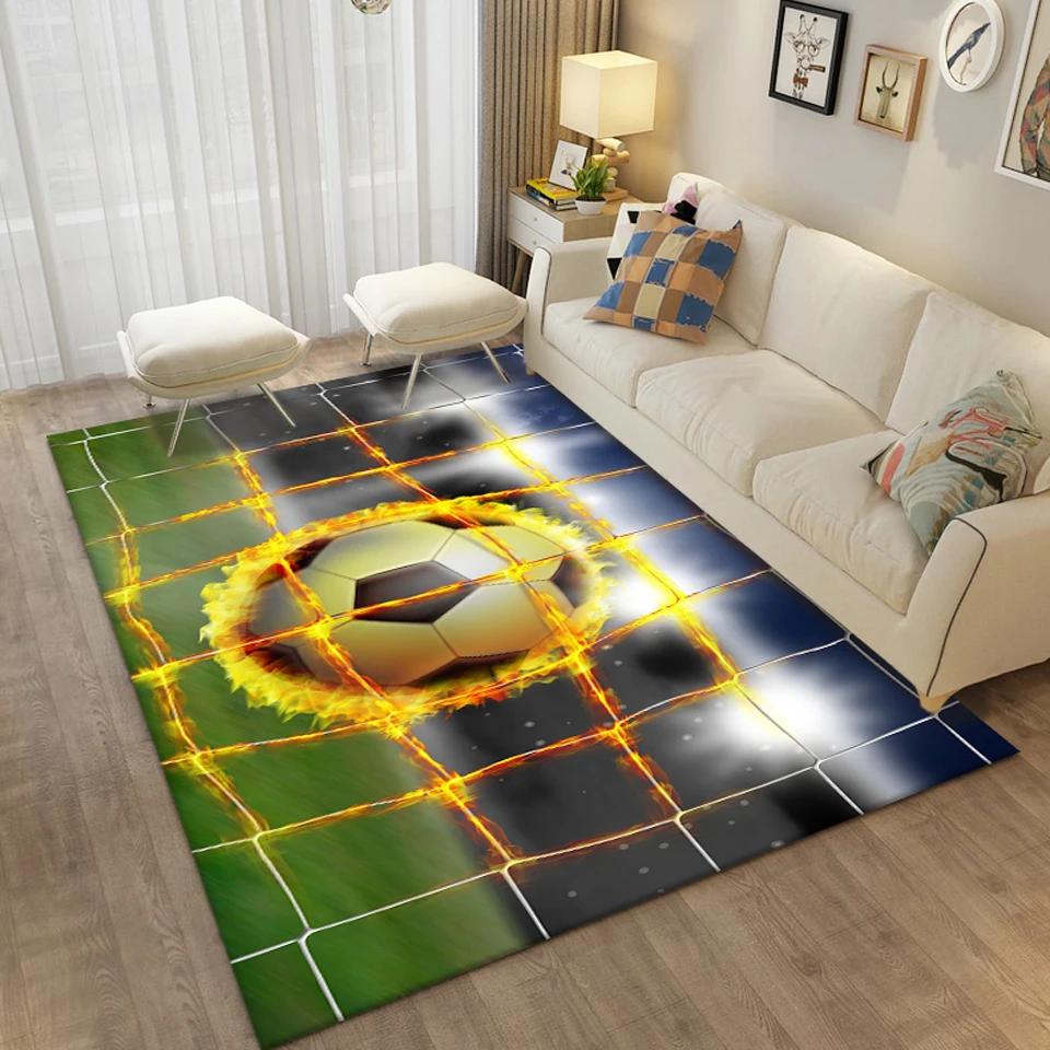 3D Football Printing Floor Mat Carpets for Living Room Soccer Field Area Rug Kids Bedroom Bathroom Mats Anti-slip Home Mat Rugs