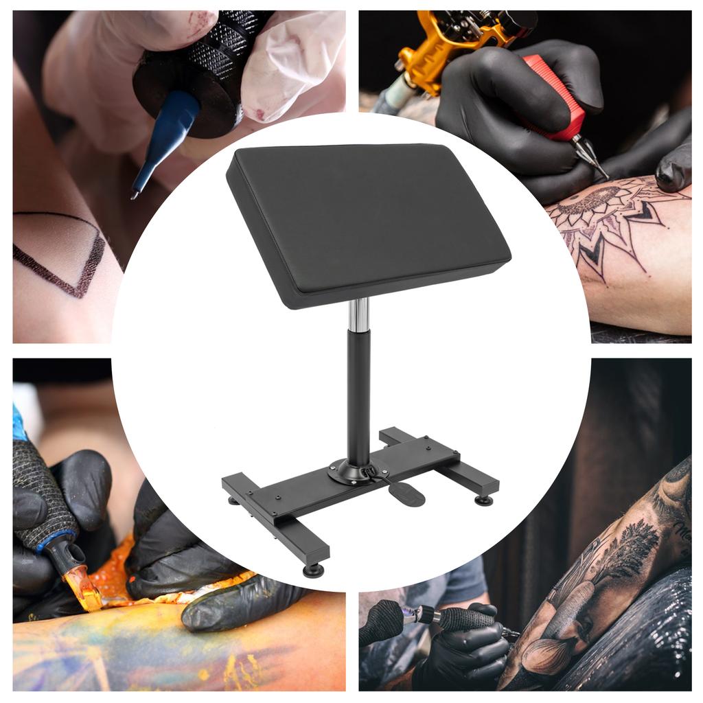 Tattoo Arm Rest Black Armrest Tattoo Station with Soft Sponge Pad Hydraulic Adjustable Height & Tilt Tattoo Armrest Stand