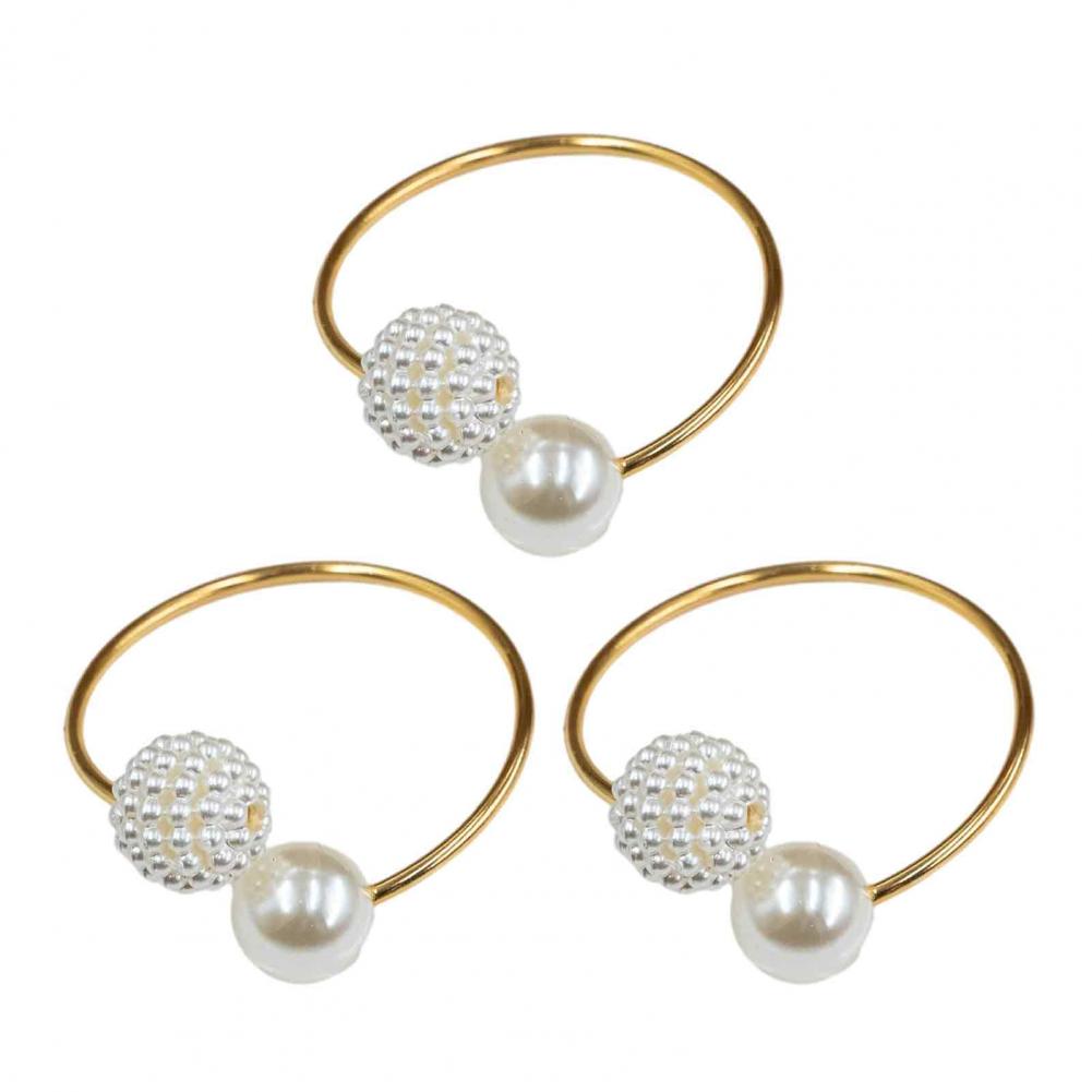 Dekorative Serviettenringe für Restaurants 3er Set Perlmutt-Optik Serviettenringe Wiederverwendbare Metall-Serviettenhalter Elegant für Hochzeiten