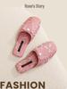 Elegant Rose Jacquard Ladies' Slippers - Anti-Slip, Lightweight, Home Comfort Shoes