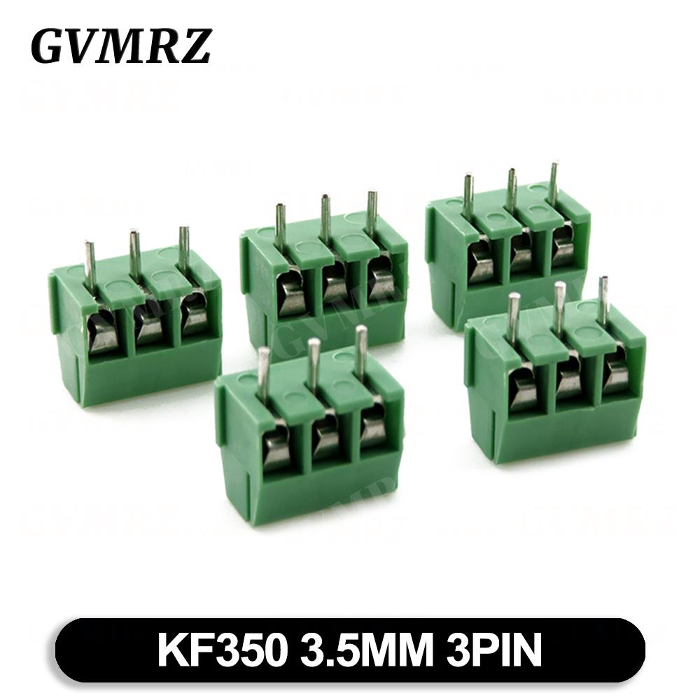10PCS KF350 KF350-2p 3p Pitch 3.5mm 2 3 Pin Spliceable Plug-in PCB Screw Terminal Block Connector 300V 10A For 24~18 AWG Cable
