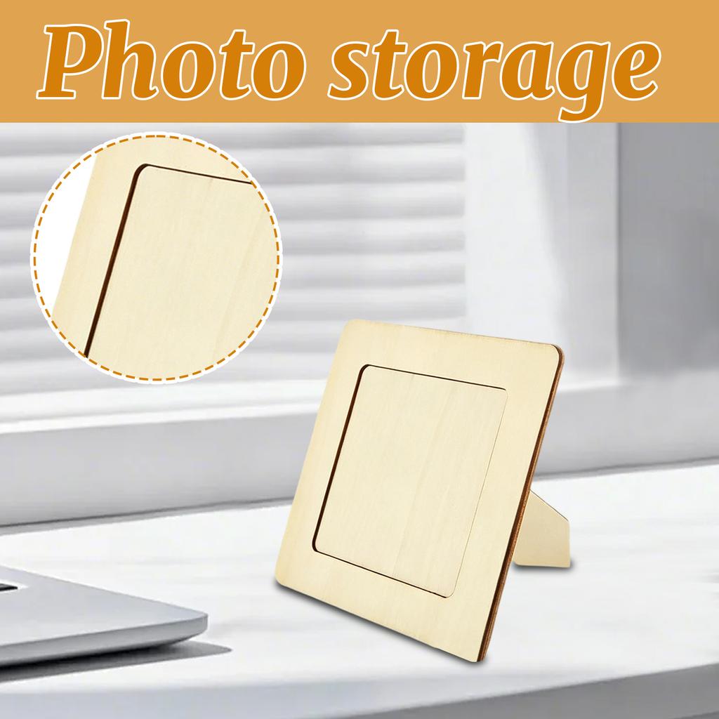 Wooden Square Frame Blank Craft Material for DIY Display and Decoration Suitable for Tabletop Use or Wall Mounting with Smooth Surface