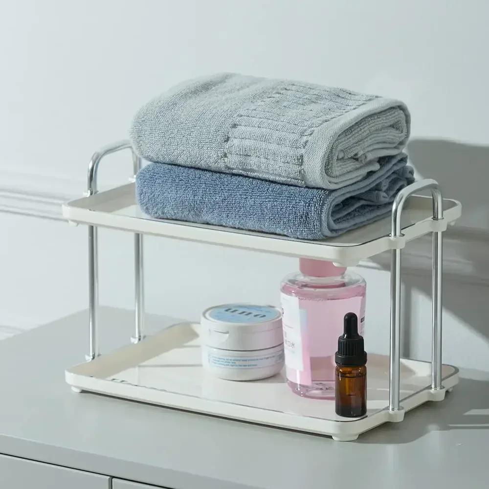 Cup Storage Rack Desktop Dual Ear Cup Holder Light Luxury Plastic Material Tray Living Room Household High-capacity Storage Rack