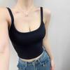 Women's U-Neck Padded Tank Top - Tight-Fit Summer Camisole, Backless, High-Waisted Style
