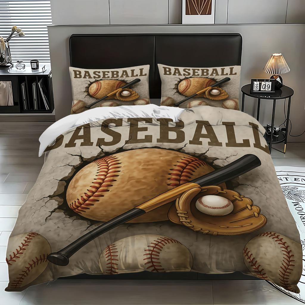 3pcs Baseball pattern bedding set, for girls, teenagers and adult's bedroom, 1*quilt cover+2*pillowcase, for single bed