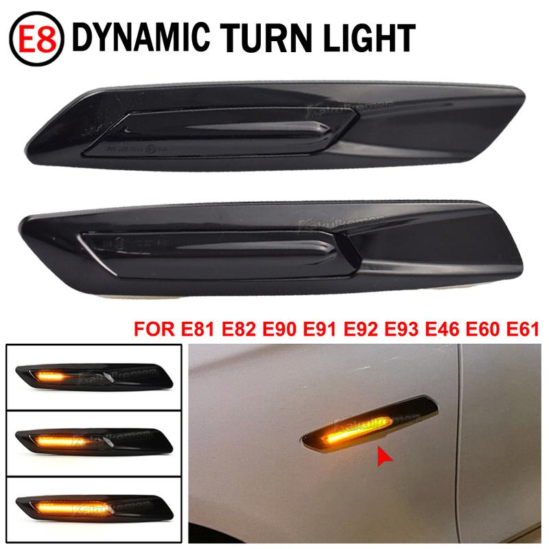 Dynamic Amber 12V LED Side Marker Lights Turn Signal Lamp For BMW 1 3 5 Series F30 E90 E91 E92 E93 E46 E60 E61 Style