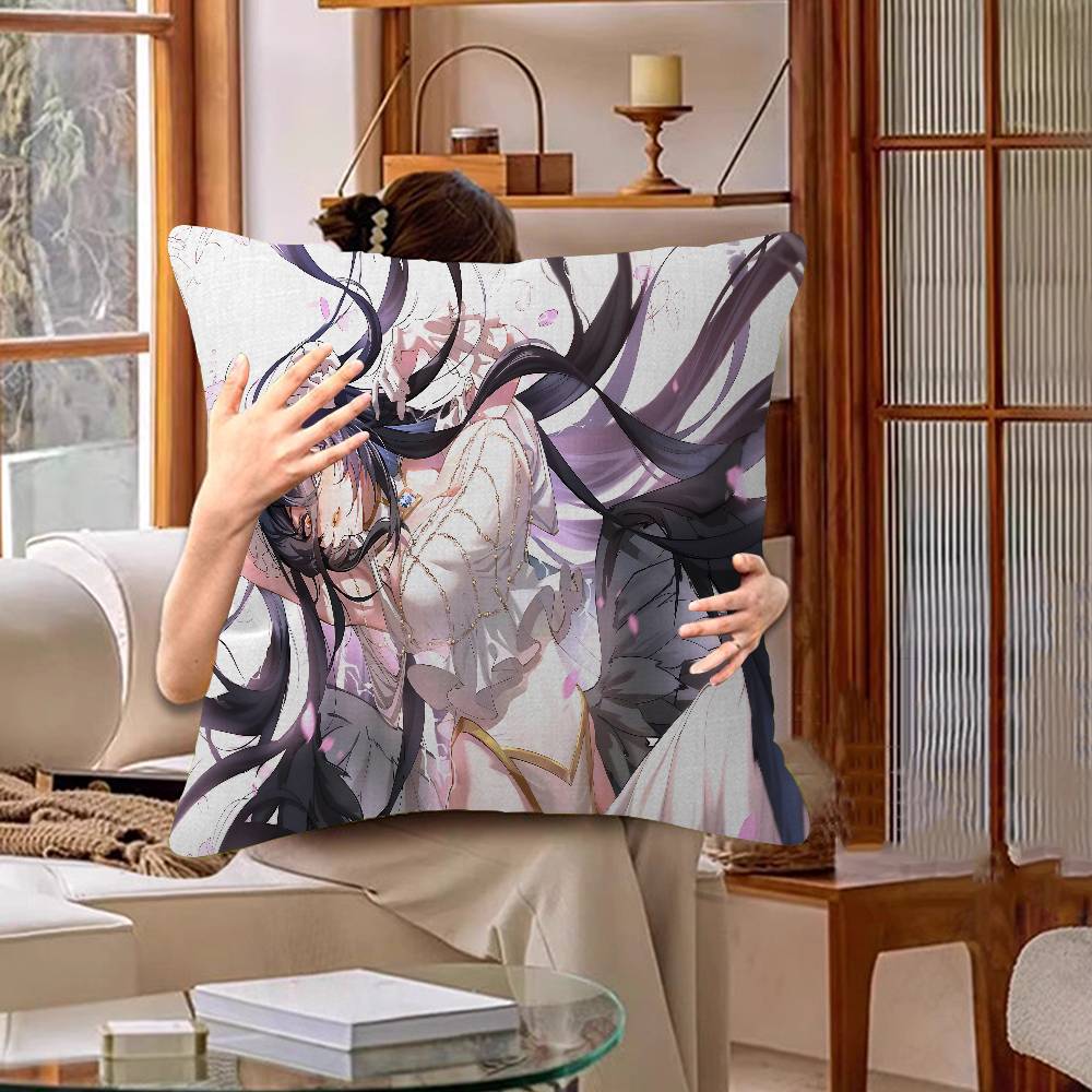 Gamer Albedo Anime Sexy Girls Cushion Cover Polyester Sofa Cushions Decorative Throw Pillows Home Decoration Pillowcover