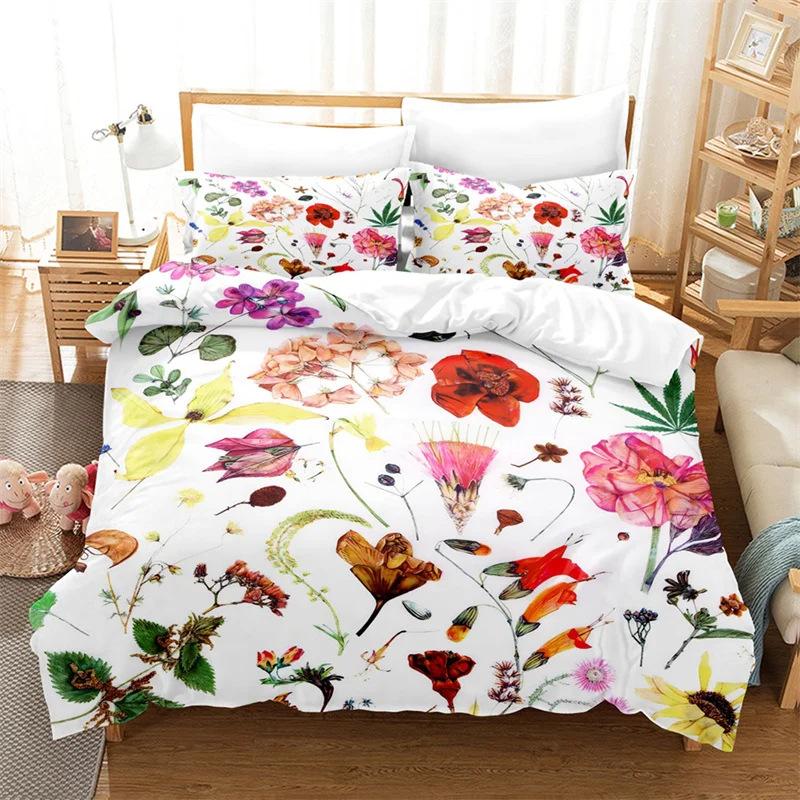 

Цифровая печать на трех частях постельного белья с цветочным принтом пододеяльник наволочка 140 * 200 two-piece set