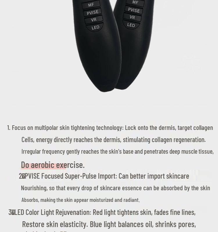 EMS Vibration Massage Beauty Device with Color Light for Lifting, Firming, and V-Face Red/Blue Light Therapy