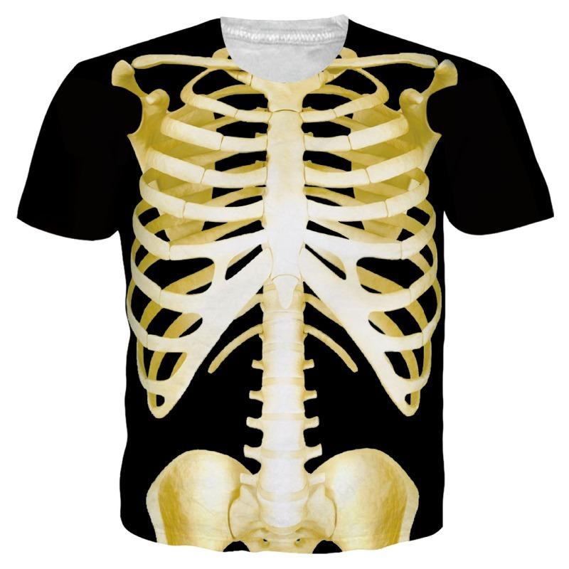 Men's 3D Printed T-Shirt Skeleton Pattern Print Short Sleeve O-Neck Pullover Casual Top