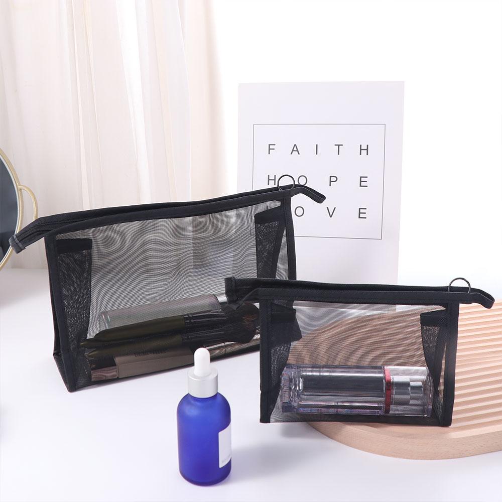 Large Capacity Mesh Makeup Bag Zipper Storage Toiletry Bag Transparent Cosmetic Bag  Outdoor