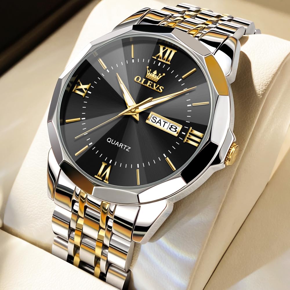 OLEVS Pánske hodinky, Nerezový remienok, Ukazovateľ dátumu, Chronograf, 40 mm, BusinessFormálne, Vodotesné do 10 ATM, Dostupné v zlatej, modrej a