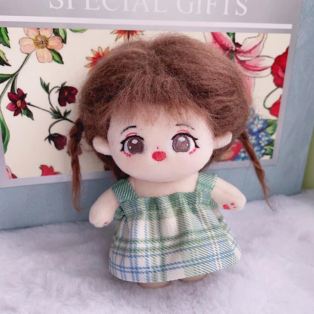 Lace Doll Clothes Dress Grid Plush Toys Clothes Toy Outfit 10cm Cotton Doll Clothes  Children Gift