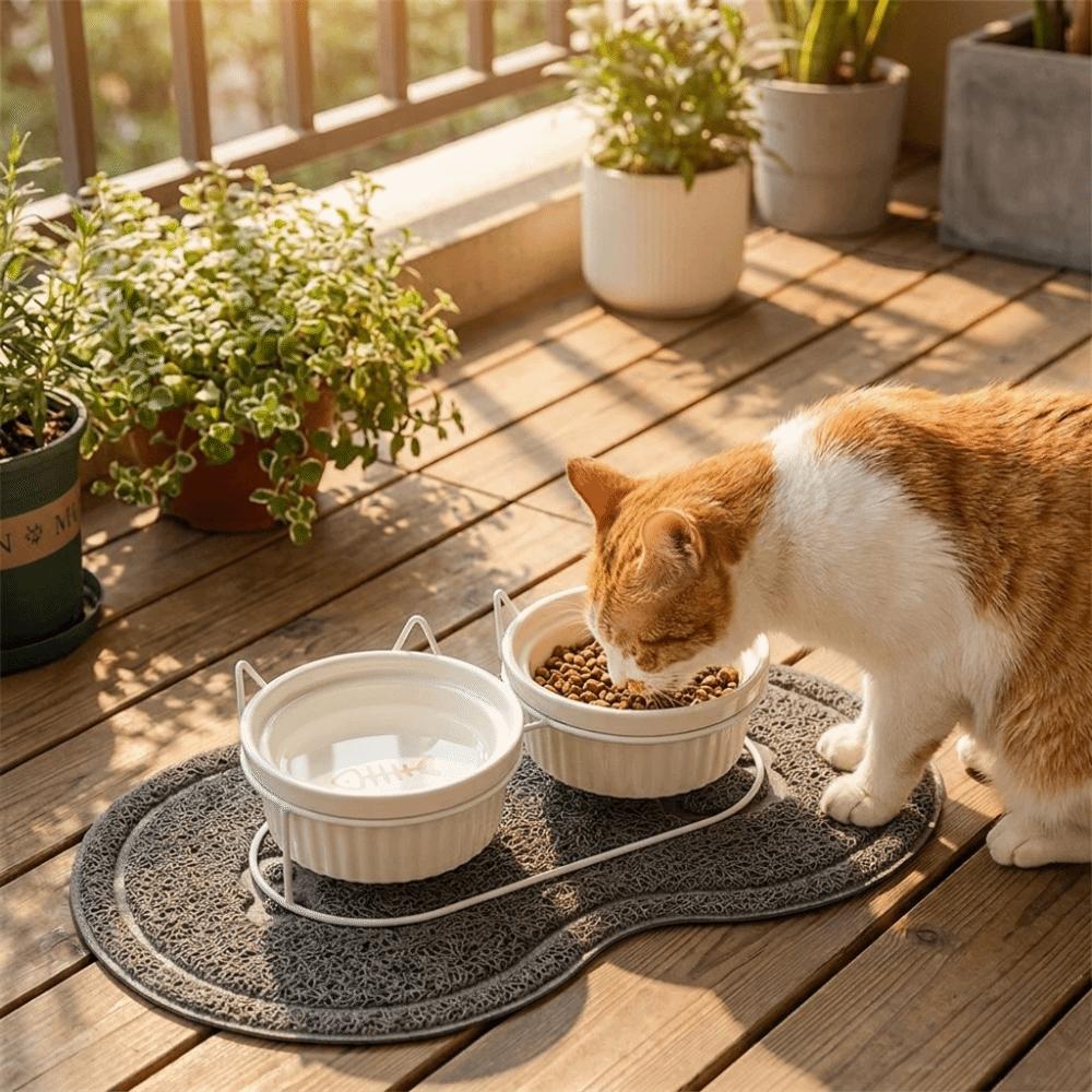 Prevent Tipping Ceramic Cat Bowls Non-Slip Cat Water Bowls Pet Feeding Dish Pet Feeding
