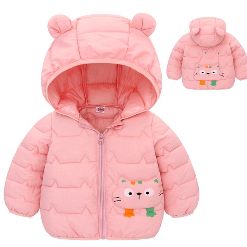 Autumn Winter Baby Down Cotton Jacket Winter Cute Cartoon Coat Boys Girls Hooded Warm for Children's Outerwear