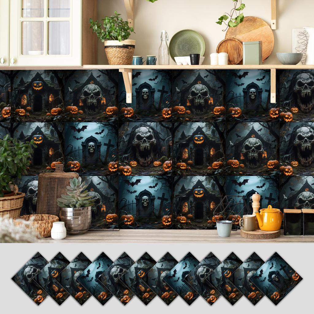 12 Self-adhesive Kitchen Waterproof and Oil-proof Wall Stickers, Bathroom Wall Decoration Renovation, Beautification Strong Wallpaper Stickers