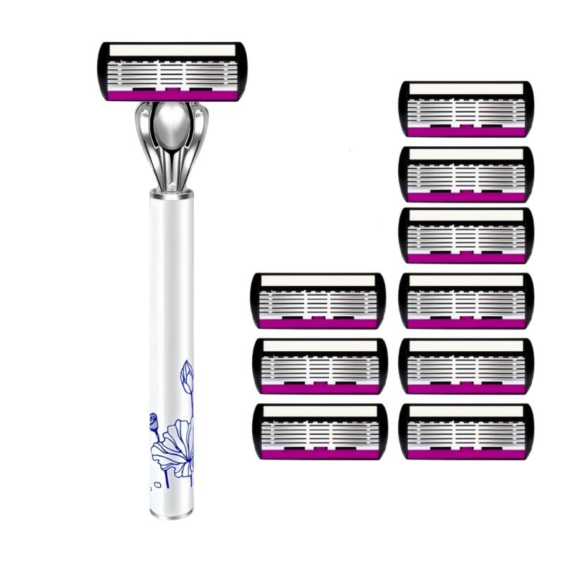 6-layer Razor Blade, Men's Stainless Steel Blade, Classic Water Washed Razor, Sharp Blade for Clean Shaving