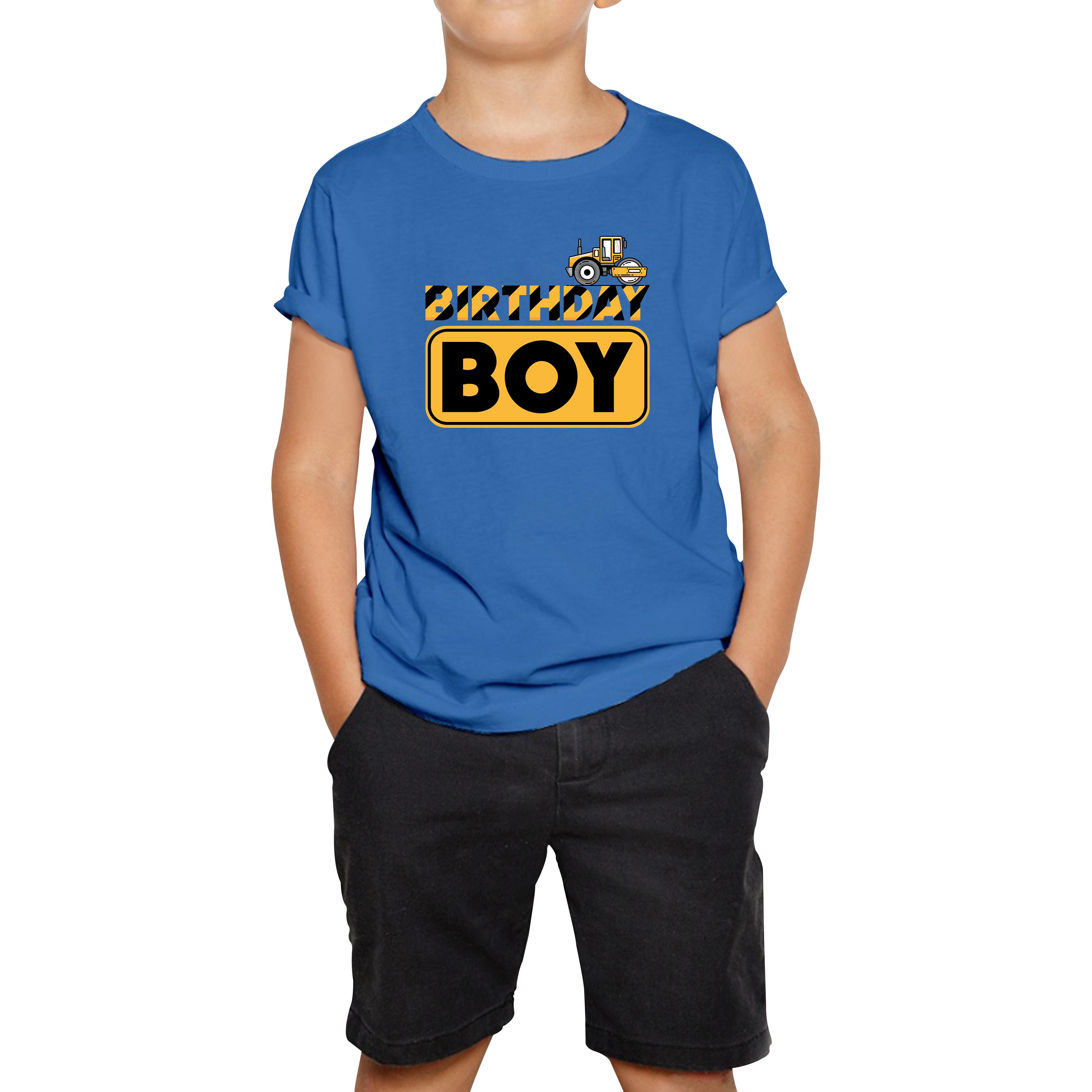 

Bulldozer Tractor Birthday Boy Excavator Kids T Shirt 100