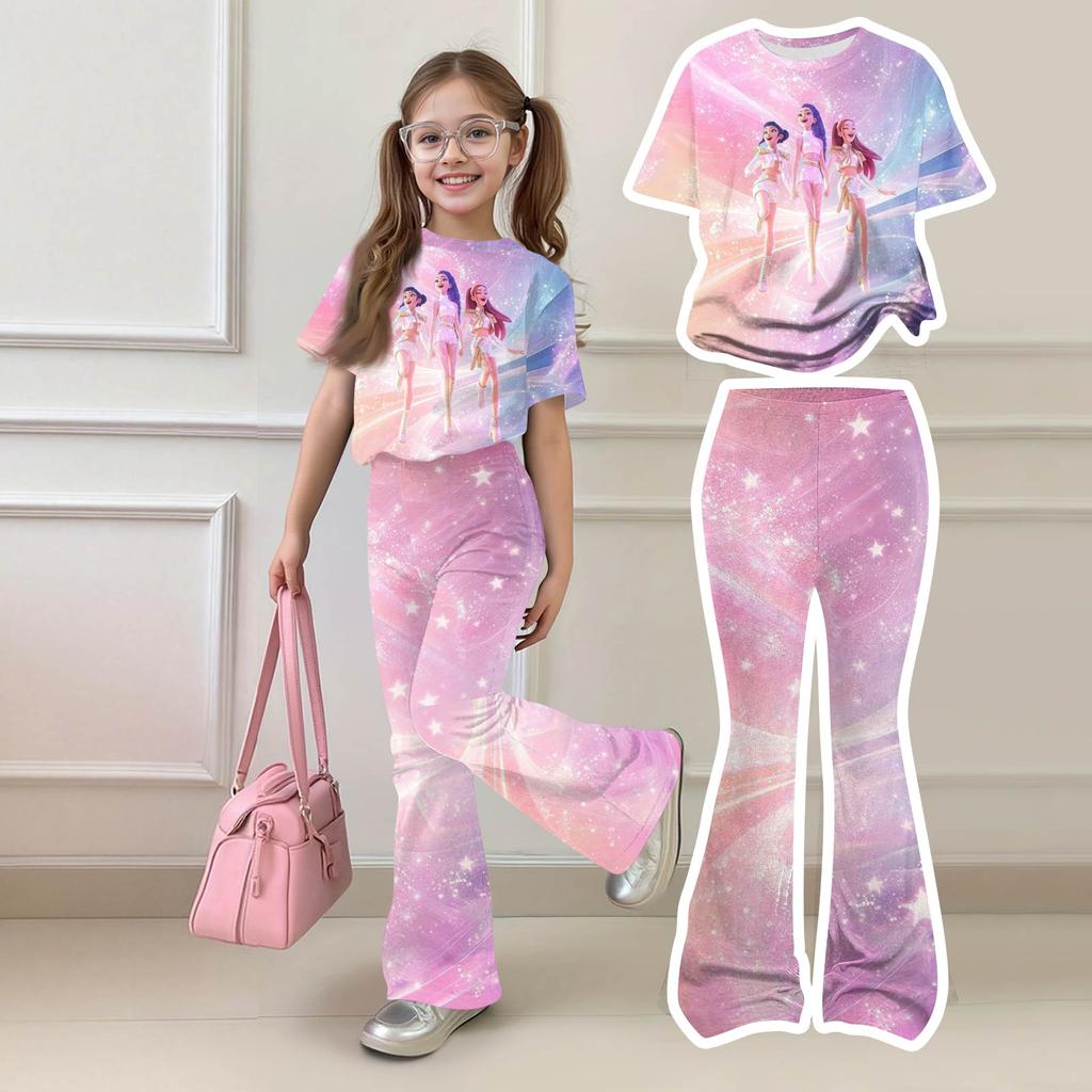 Infant Baby Girls Boys Loose Print T-shirt+Pants Print Outfits Set