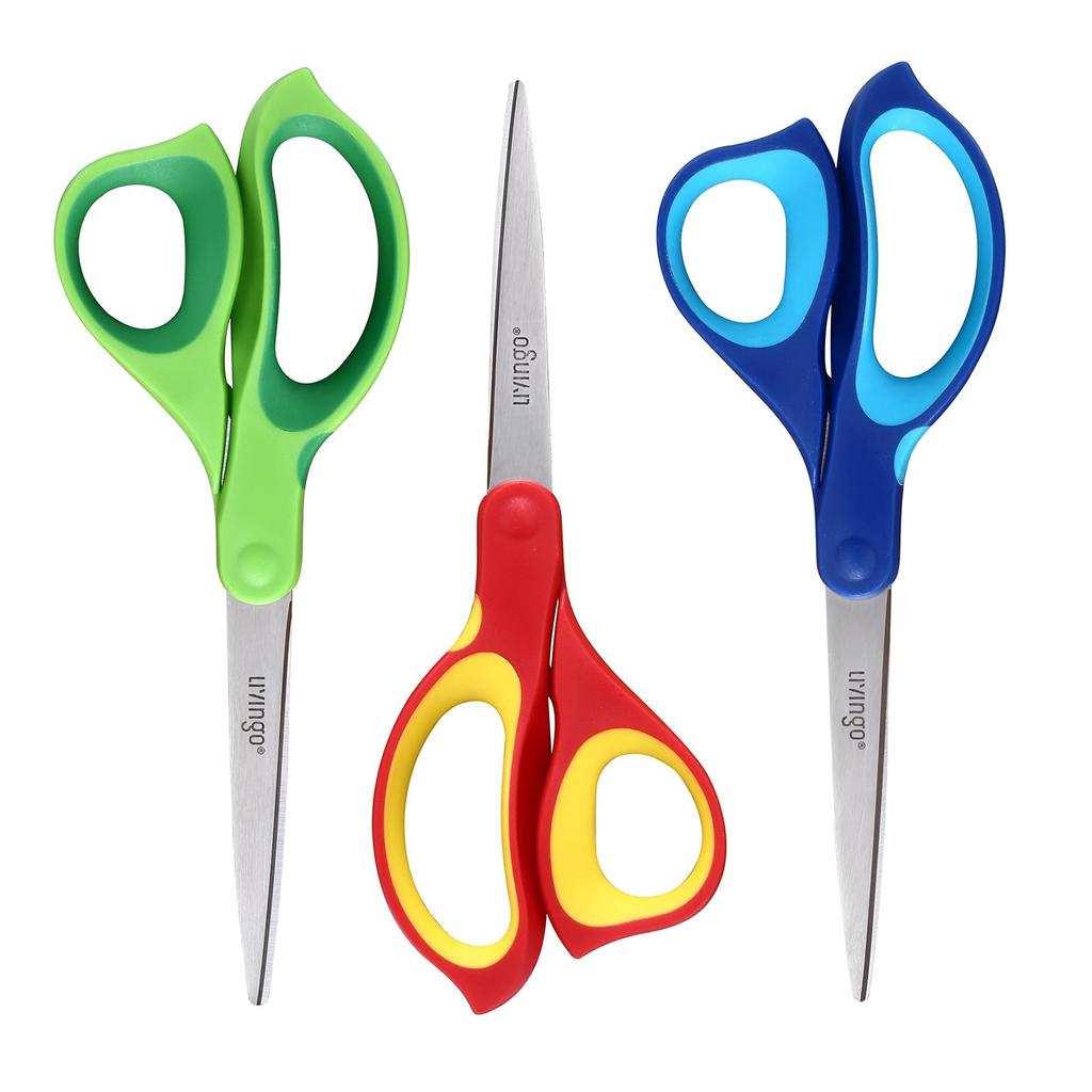 HOEAEA LIVINGO Scissors All LIVINGO Scissors Set of 3 Sharp Stainless Steel Blades and Soft Rubber Ideal for Cutting Fabric and Paper In the or