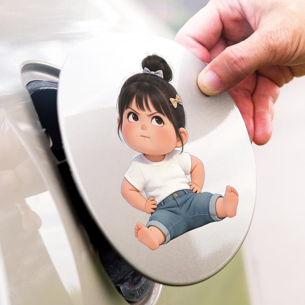 Simulation of Cute Girl Car Fuel Tank Beautification Decoration Sticker