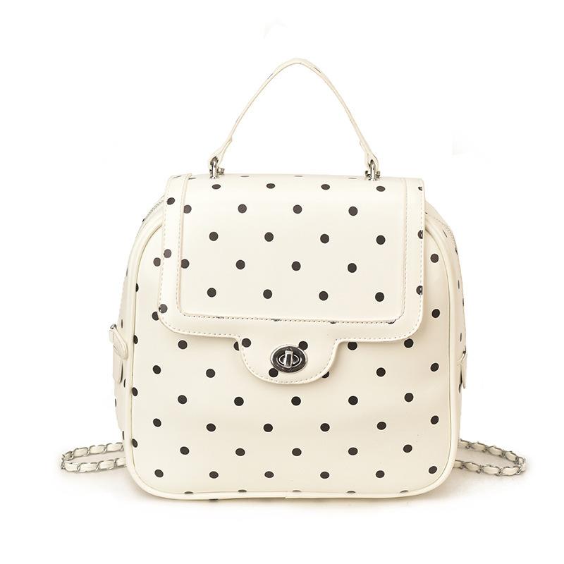 

Vintage Red Polka Dot Backpack Retro PU Leather Handbag With Chain For Women Casual Daily Commute Fashi Purse Gifts For Girls