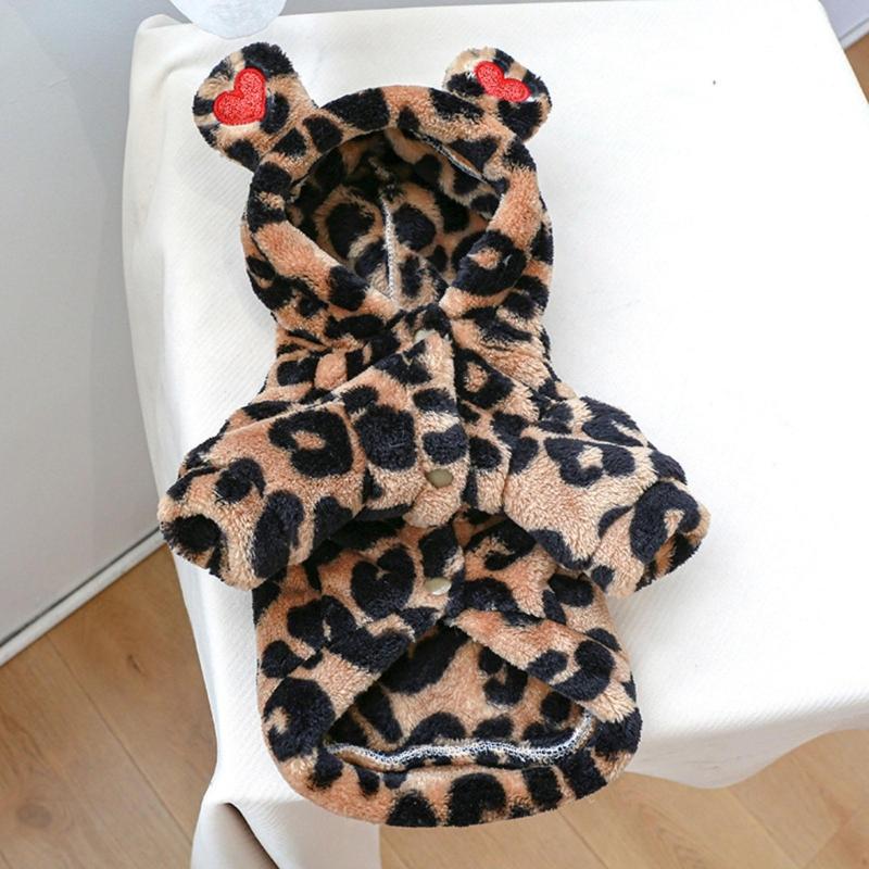 Pullover Dog Coat Dog Hoodies Dog Coat With Hood Dog Clothes Leopard Dog Hoodie
