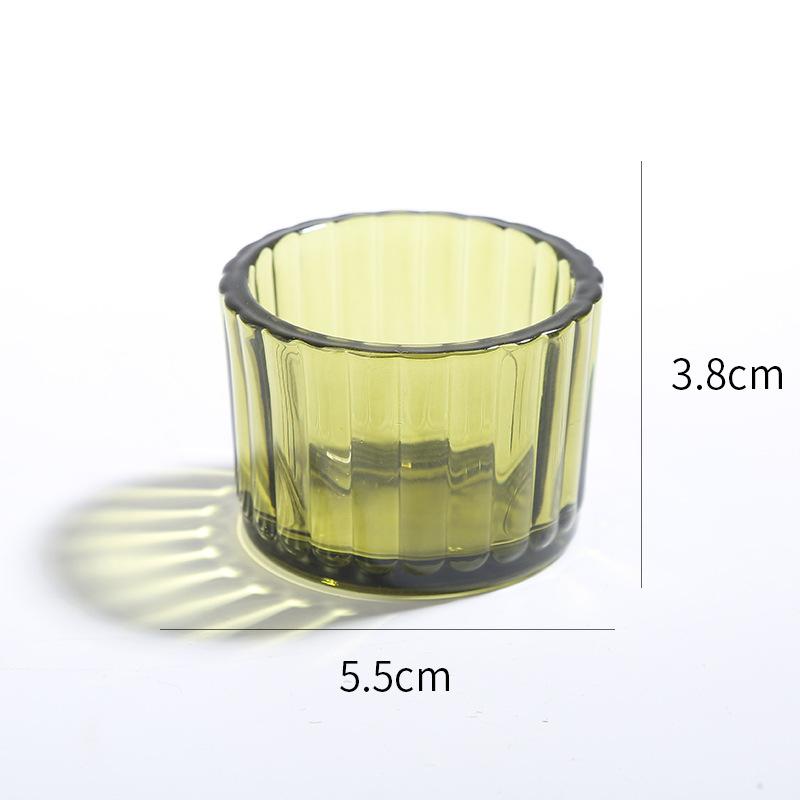 Transparent Glass Aromatherapy Candlestick Holder Colorful Vertical Pattern Retro Design for Home Decoration Empty Candle Cup
