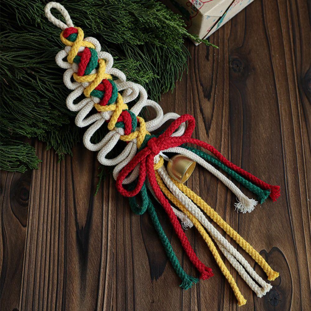 Handmade Christmas Decor Pendant Colorful Christmas Decorations Cotton Rope Bells Pendant for Home