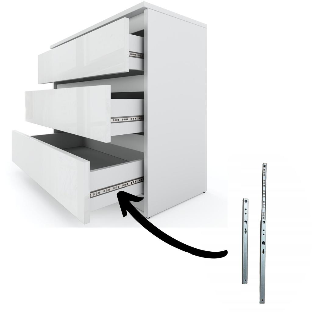 Glossy White Chest of Drawers 80cm TV Cabinet Furniture for Living Room Bedroom