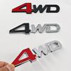 3D Metal 4WD Logo Letters Grill Emblem Badge Fender Car Trunk Sticker Decal For Honda Suzuki CRV Accord Civic Toyota Accessories