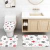 4Pcs Luxury Merry Christmas Shower Curtain Sets for Bathroom Non-Slip Bathroom Rugs Lid Toilet Cover Bath Mat