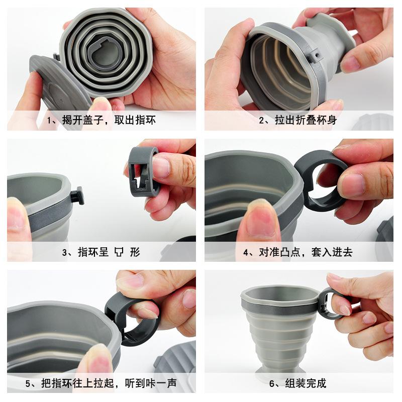 Folding Cups 220ml BPA FREE Food Grade Water Cup with Lid Travel Silicone Retractable Coloured Portable Outdoor Coffee Handcup
