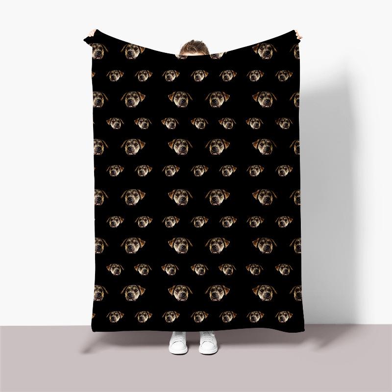 Personalisierte Flanelldecke mit schwarzem Hintergrund, Foto von einem Gesicht, Geburtstags-Erinnerungsdecke