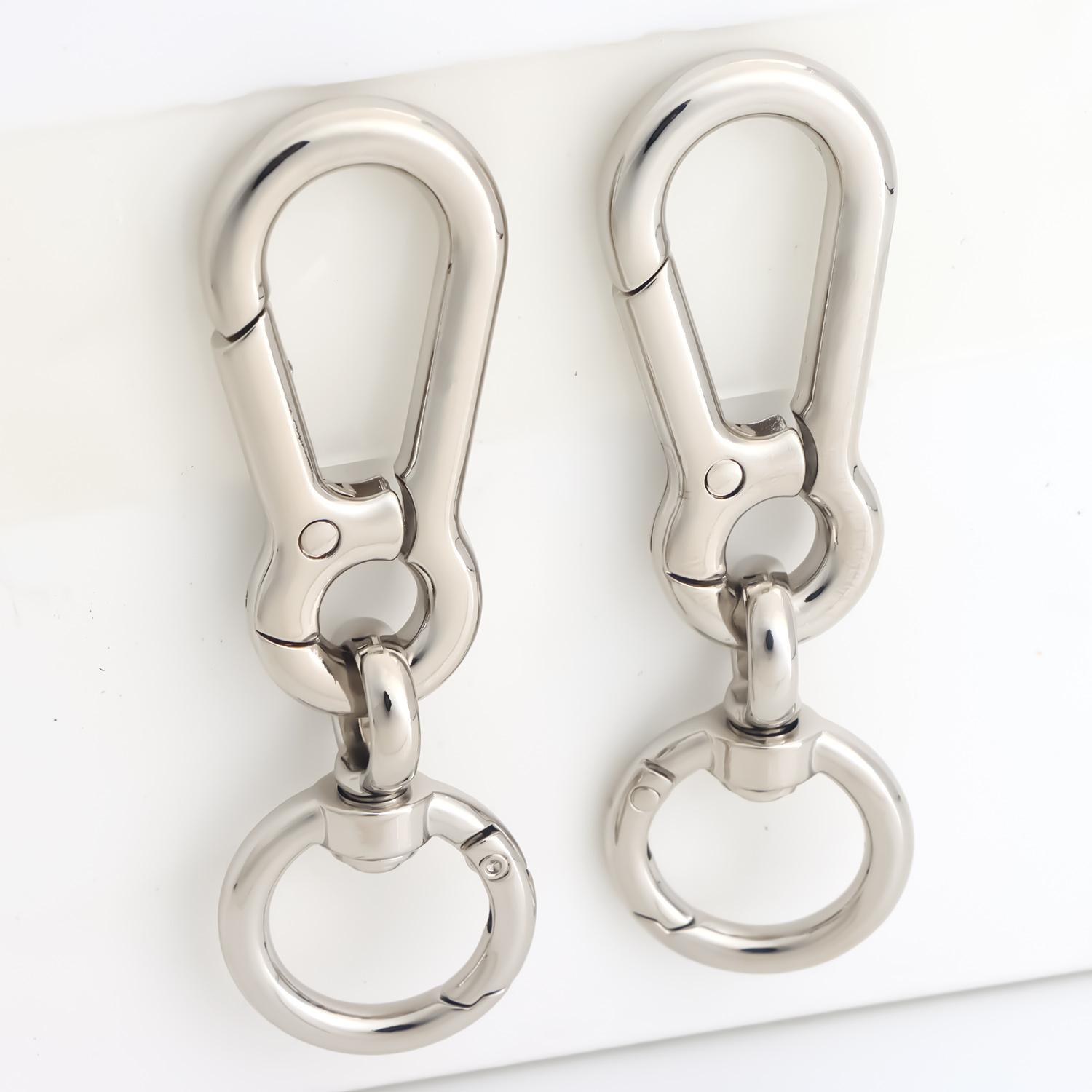 

2 шт. Брелок-карабин, Металлический поворотный карабин, Подвесные зажимы для автомобиля, ремня для камеры, кошелька, Мужской брелок серебряный