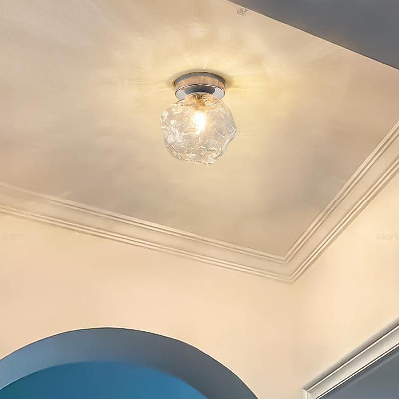 Stained Glass Ice Diamond Pendant Lamp Nordic Light Luxury Amber Glass Restaurant Ceiling Lamp Simple Home Decoration LED Luster