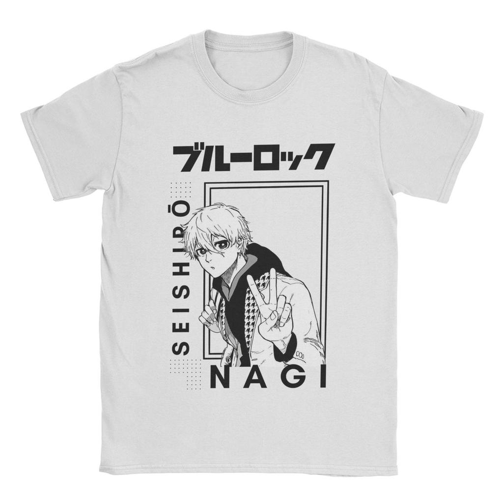 Novelty Nagi Seishiro Blue Lock T-Shirts for Men Round Collar Pure Cotton T Shirts Short Sleeve Tee Shirt Unique Tops
