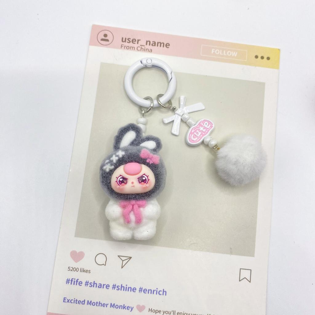 Flocking Gradual Change Standing Baby Three-year-old Cute Grain Doll Small Gift Bag Pendant Car Keychain Cute Baby